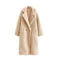thumbnail image 2 of Qetyuw Fuzzy Long Jacket for Women Winter Long Sleeve Lapel Open Front Coat Button Down Casual Chunky Coats, 2 of 8