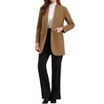 thumbnail image 2 of Abrigo de invierno para mujer con cuello de pico, de manga larga, con un botón, abrigo de longitud media, exterior XS color caqui, 2 of 6