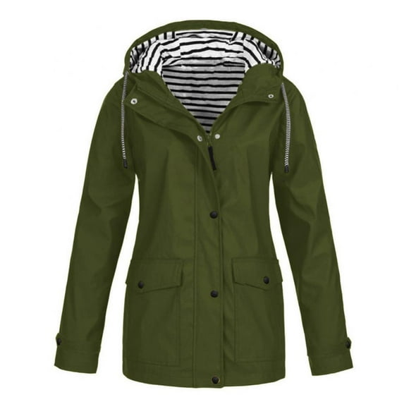 Women Light Rain Jacket Waterproof Active Outdoor Trench Raincoat with Hood Lightweight Plus Size S-5XL