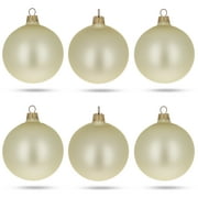 Set of 6 Champagne Solid Color Glass Christmas Ornaments 3.25 Inches
