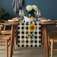 thumbnail image 2 of Sunflower Checked Table Runner - 60 Inch Long, Kitchen Dining Table Runner Dresser Scarves, Vintage Garden Floral Bees Farmhouse Farmhouse Decor for Coffee Tables Wedding Party Banquet, 2 of 8