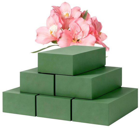 Bloques de espuma floral Mkobon, paquete de 6, 14 x 8 x 4 cm, verde