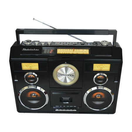 Studebaker - SB2140 Portable Stereo Boombox with Bluetooth/CD/AM-FM Radio/Cassette Recorder - Black