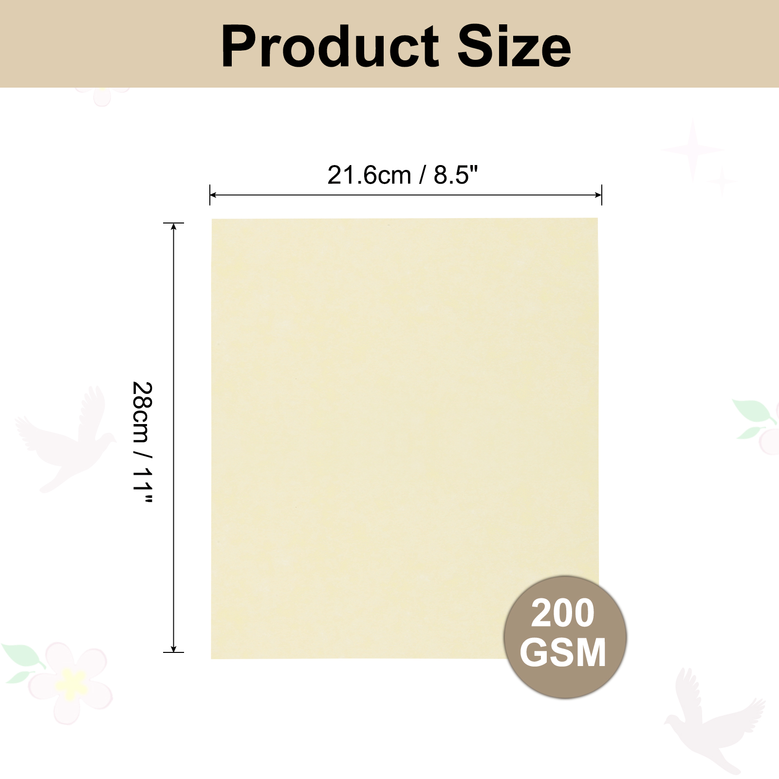 Uxcell Parchment Paper Aged Look Stationery Vintage Paper Sheet for Certificate Invitation Envelope Cream Yellow 8.5 x 11 Inch