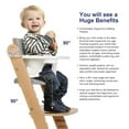 thumbnail image 2 of Cowiewie Wooden High Chair with 3 Tray, Toddler Feeding High Chair, 8 Height Adjustments, with Gray Cushion and Harness, 2 of 9