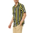 thumbnail image 4 of MODA NOVA Big & Tall Men's Striped Short Sleeves Button Down Hawaiian Shirt Black Yellow XL, 4 of 5