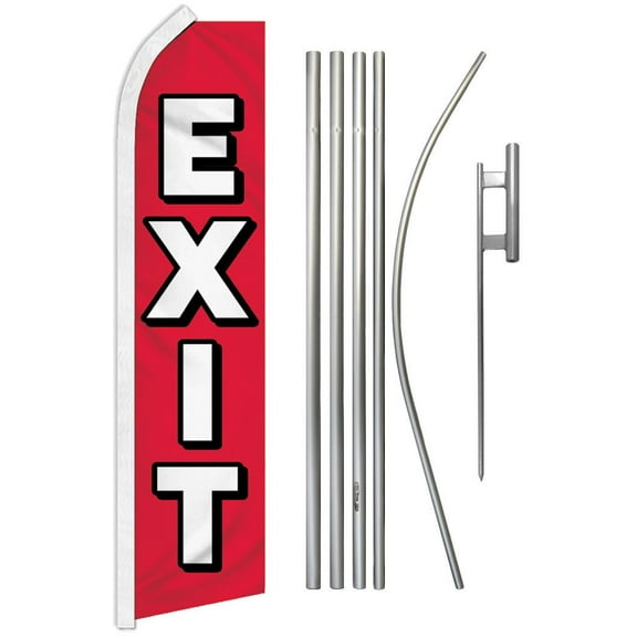 Exit (Red) Super Flag & Pole Kit