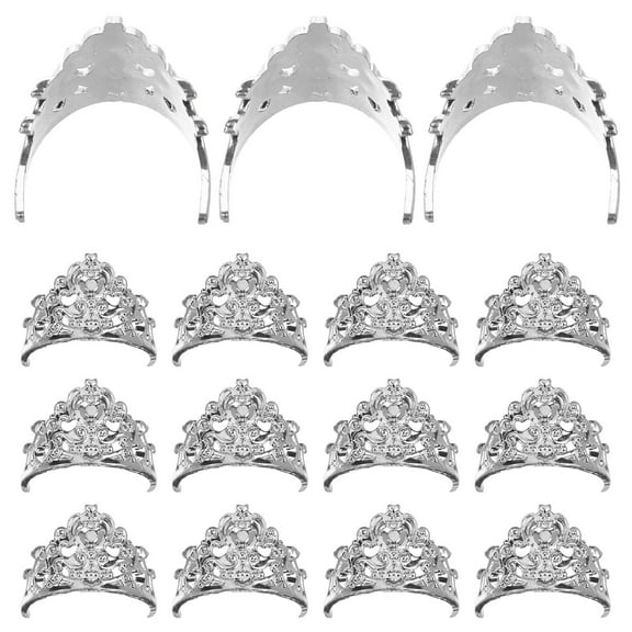 GETAJGHSD 20Pcs Doll Crown Accessories Mini Crowns for Crafts Silver Plastic Tiny Tiaras
