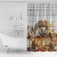 thumbnail image 4 of 54x78 Inch Shower Curtain Decorative Thanksgiving Hedgehog Bathtub Bath Curtains Fabric Waterproof Bathroom Decor Fall Pumpkins Harvest Vintage Small Stall Shower Curtain Set with 12 Hooks, 4 of 6