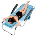 thumbnail image 2 of Slsy Folding Tanning Lounge Chair with Removable Soft Mattress & U-Shaped Pillow,5-Level Adjustable Outdoor Beach Bed for Sunbathing&Napping,Portable Striped Reclining Cot for All-Season Comfort, 2 of 7