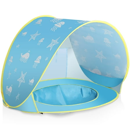 SweHouse Pop up Beach Tent for Babies with Blue Pool & Carry Bag Sun shelter UV Protection