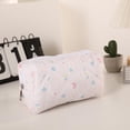thumbnail image 3 of Small Quilted Makeup Bag for Women, Cute Floral Cosmetic Bag, Emergency Bag Travel Toiletry Pouch Gifts for Girls Her Mom Friend Sister White, 3 of 3