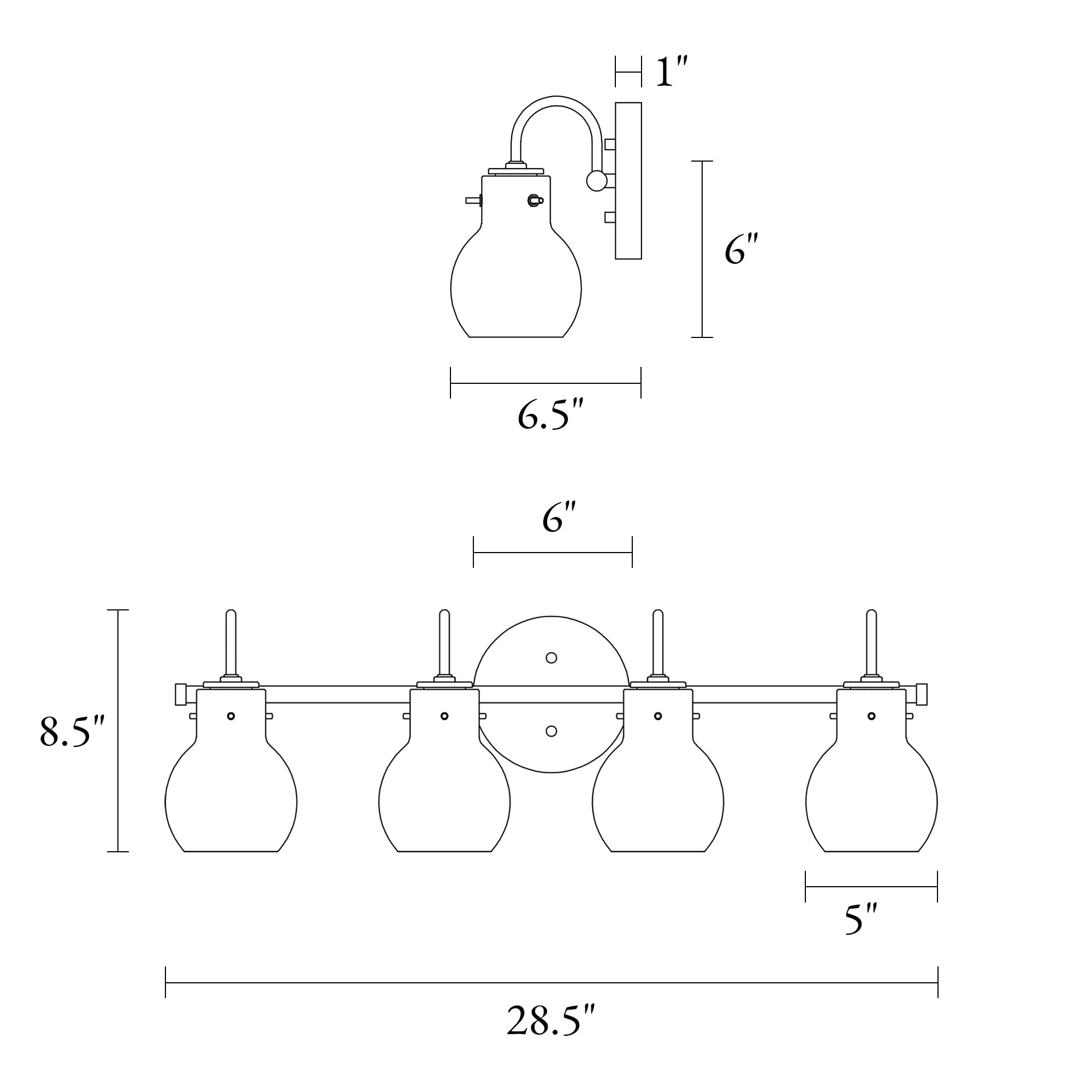 LNC Charm 28.5-in 4-Light Matte Black LED Modern/Contemporary Vanity Light