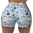 thumbnail image 2 of Balery Kawaii Sushi (2) Pantalones cortos de entrenamiento estampados para mujer, sin costuras, ajustados, para gimnasio, yoga, correr, deportes, ejercicio activo, fitness.-Large, 2 of 8