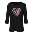 thumbnail image 6 of Charella Women's Floral Printed Tops Flower Graphic Tee Casual Crew Neck 3/4 Sleeve Shirts Loose Fit Clothes (XL, Black 3), 6 of 6