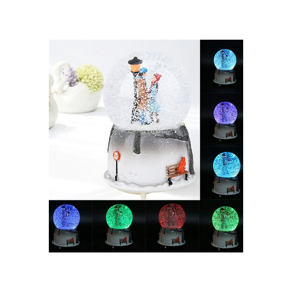 Snowflake Automatic Spray Endless Love Winter Tale Couples Large Lightened Musical Snow Globe