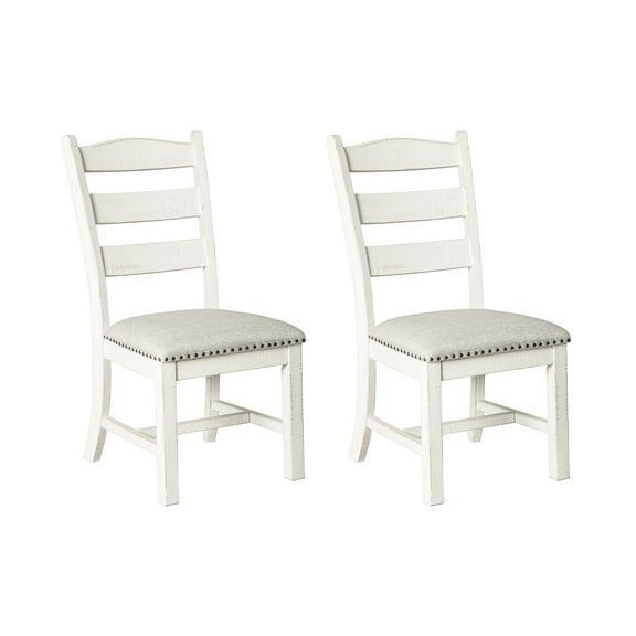 Signature Design by Ashley Valebeck Vintage Farmhouse Cushioned Dining Chair, Set of 2, Whitewash