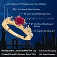 thumbnail image 2 of Gem Stone King 18K Yellow Gold Plated Silver Red Created Ruby Blue Created Sapphire and White Moissanite Engagement Ring for Women (1.55 Cttw, Gemstone July Birthstone, Round 6MM and 3MM, Size 7), 2 of 5