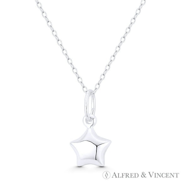 5-Point Rounded Star Celestial Charm 19x10mm (0.75x0.4in) Pendant in .925 Sterling Silver