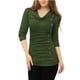 thumbnail image 2 of Top Acanalado Allegra K con Botones y Mangas Largas Cuello Vuelto Verde 3XL, 2 of 5