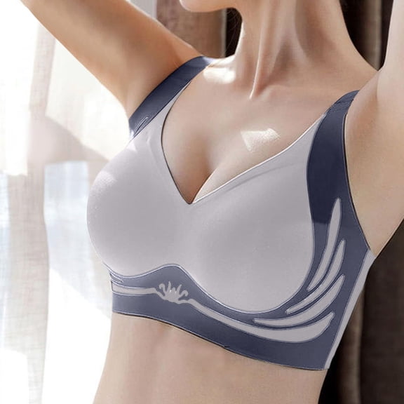 Women's Bra Womens Wireless Bra Super Gather Bra Anti Sagging Breasts Support Pushup Lifting Bras For Older Women,Blue Women's Bra 2XL