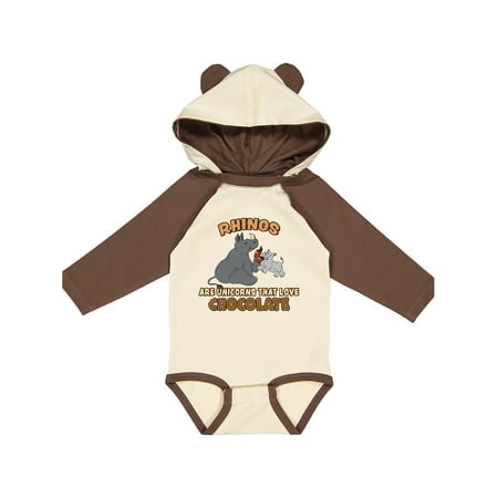 

Inktastic Rhinos are Just Unicorns that Love Chocolate Gift Baby Boy or Baby Girl Long Sleeve Bodysuit