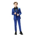 thumbnail image 5 of ETHAN 4 Piece Toddler Suit for Boys Royal Blue Slim Fit Tuxedo for Boys Outfit for Prom Kids Size 2T, 5 of 7