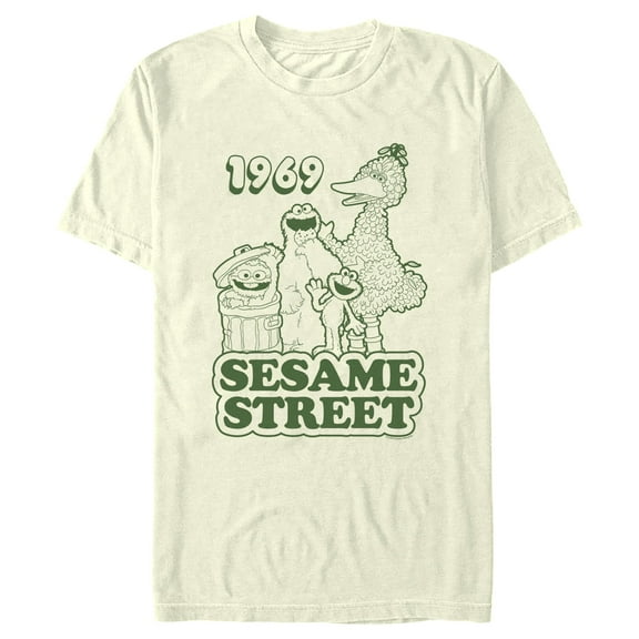 Men's Sesame Street Group Green Outline 1969 Graphic T-Shirt