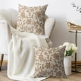thumbnail image 6 of Brown Floral Block Print Pillow Covers 20x20 Set of 2 Rustic Old Style Modern Vintage Flower Pattern Cream Decorative Throw Pillow Cases Outdoor Farmhouse Decoration for Sofa Couch Bed, 6 of 6