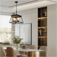 thumbnail image 6 of JERFIT 4-Light Industrial Pendant Light, Black Metal Cage Chandelier for Kitchen Island, Dining Room, Farmhouse Adjustable Hanging Fixture, 6 of 9