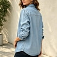 thumbnail image 7 of Vynhevius Women's Solid Denim Jacket Long Sleeve Loose Outerwear With Buttons And Pockets, 7 of 7