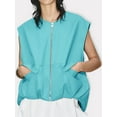 thumbnail image 2 of Women's Full Zip Vest Sleeveless Solid Color Blouse Oversized Jacket Tops Loose Fit Tank Tops Summer Clothes for Casual, 2 of 5