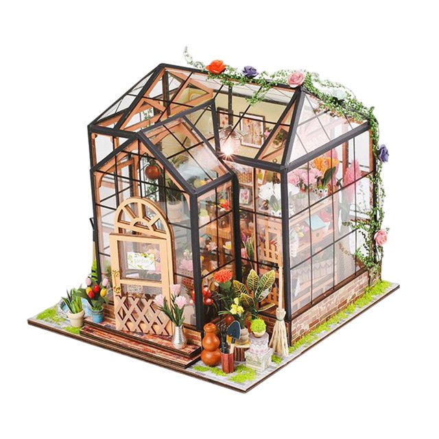 mini Sunroom Lights Craft Juguetes unisex con muebles Accesorios Modelo para Navidad Adultos Regalos Gloria Casa de muñecas en miniatura