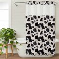thumbnail image 3 of Black White Dots No Hook Shower Curtain Waterproof,Bathroom Curtains with Snap in Liners and See Through Top Window,Farmhouse Cow Spots Fur Retro Textured Hotel Bathtub Curtains Shower 36"Wx72"L, 3 of 8