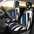 thumbnail image 3 of KAKALAD American Flag With Thin Blue Line Car Seat Covers Set Vehicle Front Seats Protector 2 Pcs, 3 of 9