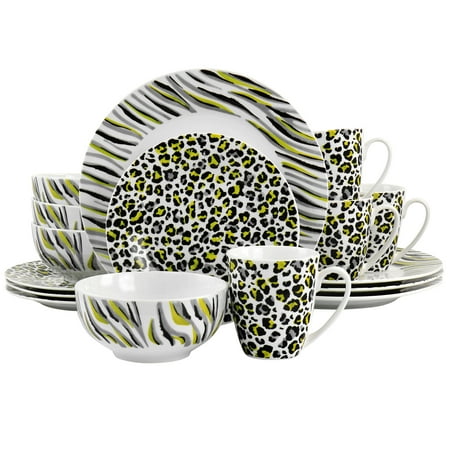 

Gibson Home 16 Piece Fine Ceramic Safari Dinnerware Set
