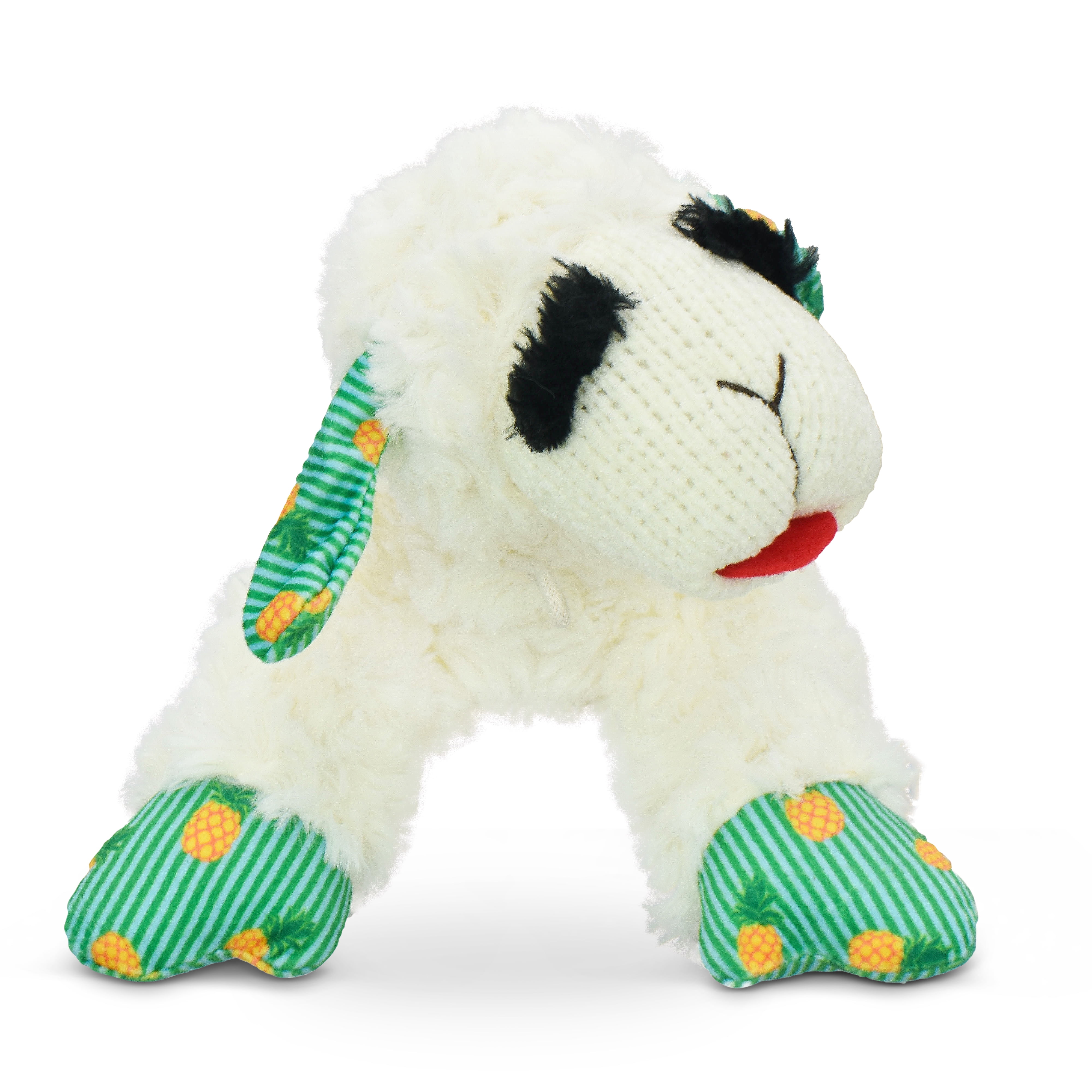 Multipet Summer Lamb Chop, Plush Dog Toy, Pineapple Pattern, 10.5 inches