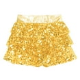 thumbnail image 4 of Alvivi Kids Girls Gymnastics Dance Culottes Latin Jazz Sequins Dancewear A-Line Mini Skirt Gold 16, 4 of 5