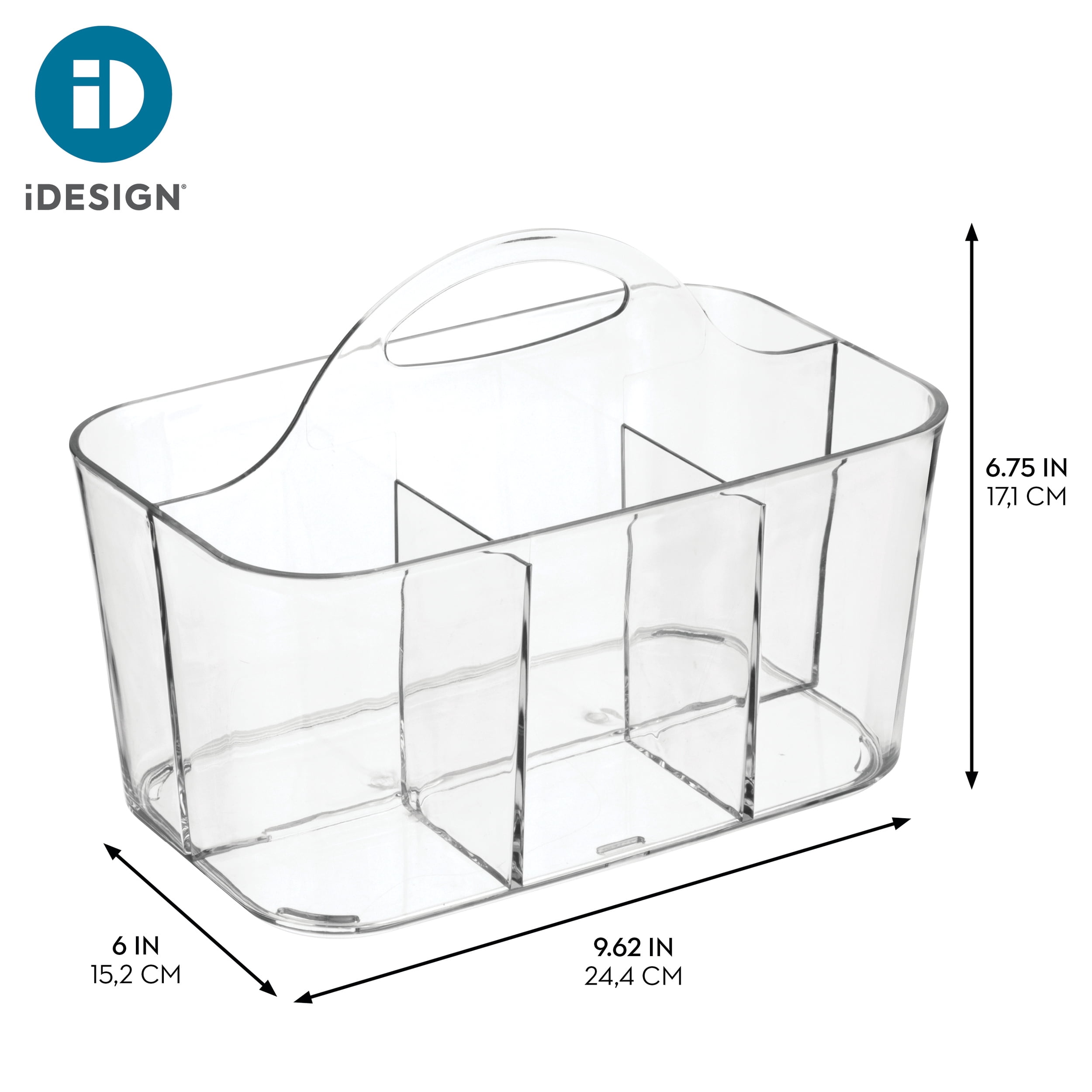 iDesign 4-Section Storage Caddy with Handle - Multipurpose Caddy Organizer for Kitchens, Bathrooms, and Nurseries - Made in USA