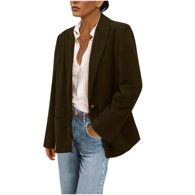 Grrvtrz Blazer d'Affaires pour Femmes à Boutons Col à Revers Manches Longues Veste Décontractée Blazers Professionnels
