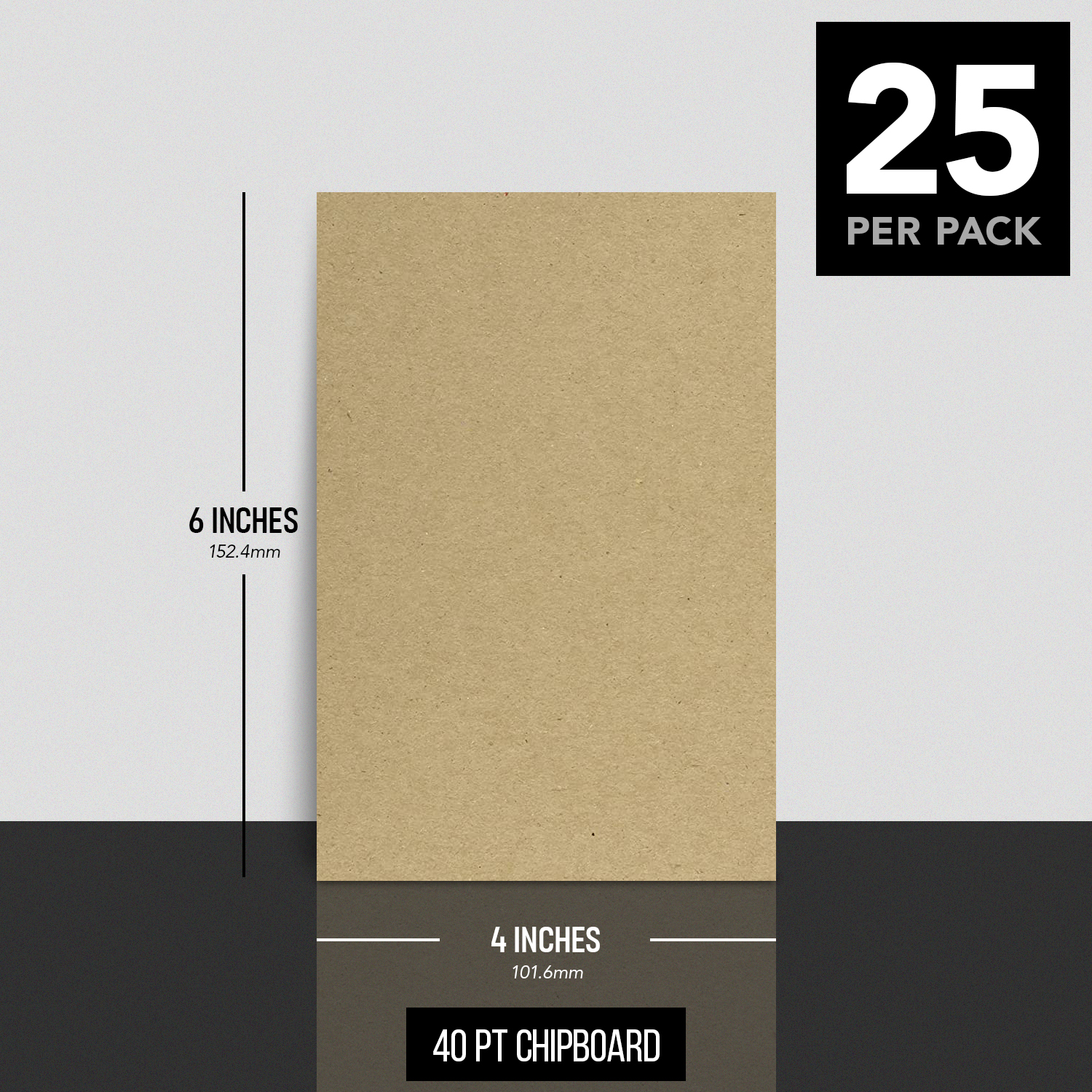 4" x 6" Chipboard Heavyweight 40 Pt (Point) Cardboard Scrapbook Sheets | Brown Kraft Paper Boards | Great for Arts and Crafts, Packaging, Product and Gift Tags, Photo Mats | 25 Sheets per Pack