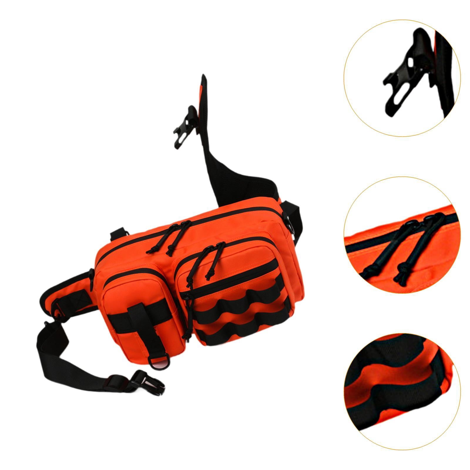 Colaxi Fishing Tackle Bag Rod Holder Fishing Gears Storage Bag for Trekking Camping Orange