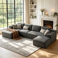 thumbnail image 4 of 134'' Modular Boneless Couch, Lofka Cloud-Like Big Modular Couch with Chaise, Soft Corduroy Fabric Sofa for Large Space, No Assembly Required, Dark Gray, 4 of 13
