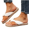 thumbnail image 6 of Women's Color Block Twisted Fabric Thong Slides Wide Width Open Toe Summer Casual Sandals Breathable Cloth Upper Lightweight Flat Non Slip Outdoor Beach Slippers, 6 of 8