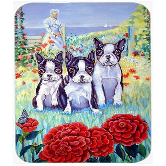 9.5 x 8 in. Boston Terrier Three in a Row Mouse Pad, Hot Pad or Trivet