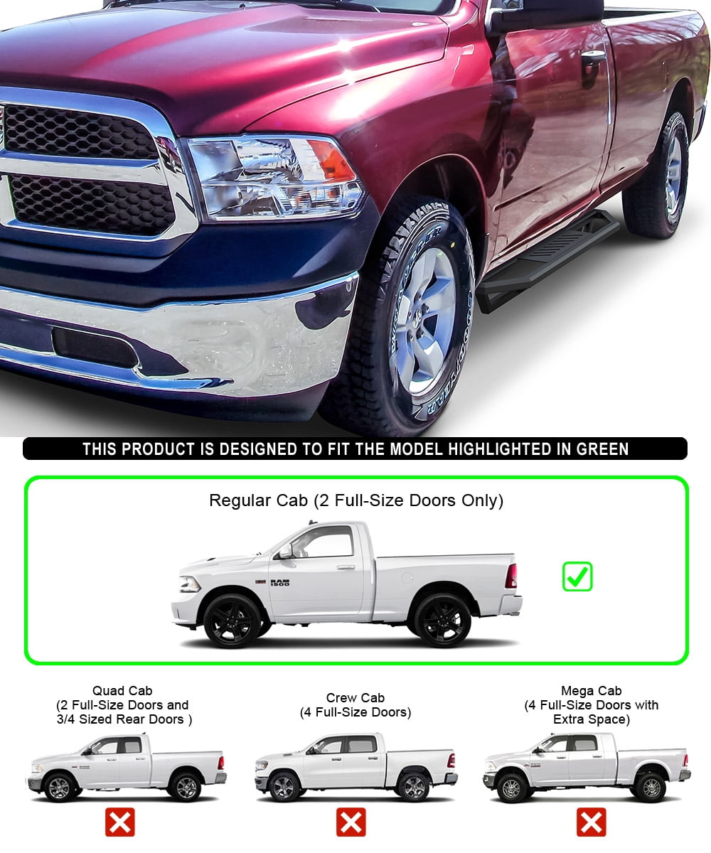 APS 6.5in Side Armor Stainless Steel Running Boards Compatible with Dodge Ram 1500 2009-2018 Regular Cab & Ram 2500 3500 2010-2026 (Nerf Bars Side Steps Side Bars)