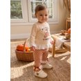 thumbnail image 3 of RUINIXCW Girl Fall Outfits Letter Embroidery Long Sleeve Tops Plaid Flare Pants, 3 of 8