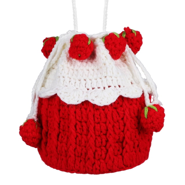 Bolso de crochet con fresas Bolso de punto Bolso de fresas Bolso cruzado de crochet Bolso con cordón