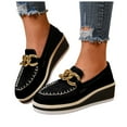 thumbnail image 1 of Mocassins à Plateforme Compensée en Suède pour Femmes Antidérapants Confortables à Bout Mocassin Chaussures de Marche Décontractées à Enfiler à Tige Basse Chaussures Habillées Noires Taille 8,5, 1 of 6