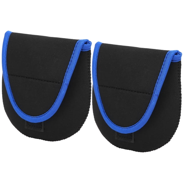 Funda para carrete de pesca BuyWeek 2 piezas Bolsa protectora Neopreno Borde azul negro